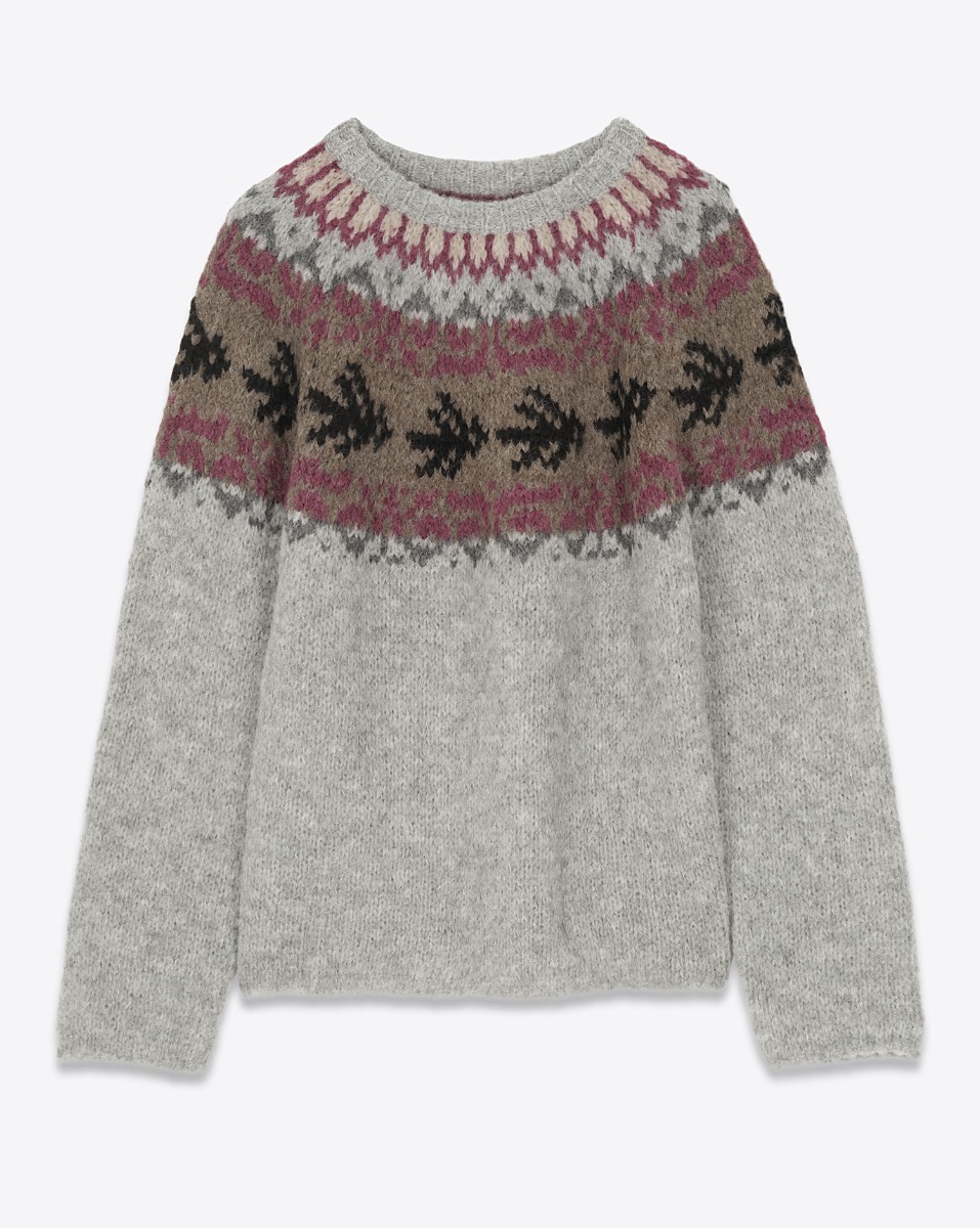 Thibault Van Der Straete Pull Alpaga Motif – Gris Clair Violet