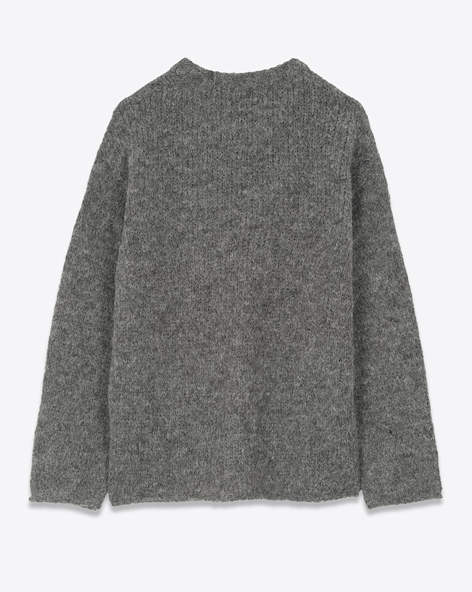 Pull large Thibault Van Der Straete en alpaga gris foncé. Vue de dos.