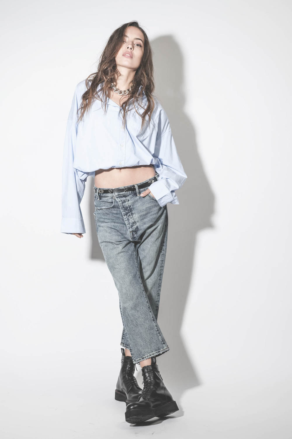 R13 Chemise Crossover Bubble - Bleu Clair