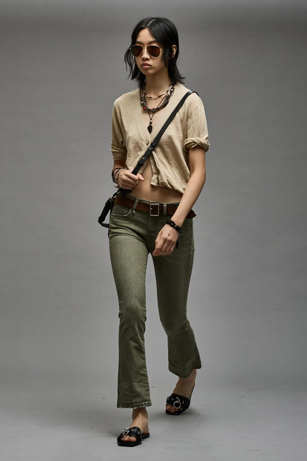 R13 Jean Kick Fit – Olive Vert Stretch