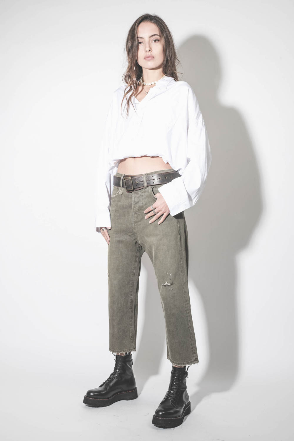 R13 Jean Tailored Drop – Vintage Olive Drab