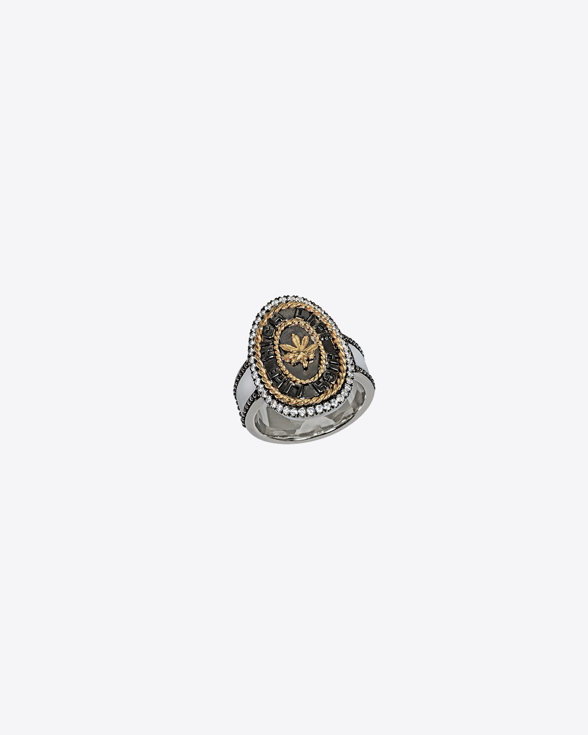 De Jaegher Bague High Life – Or Jaune Argent Noirci et Diamants Blancs