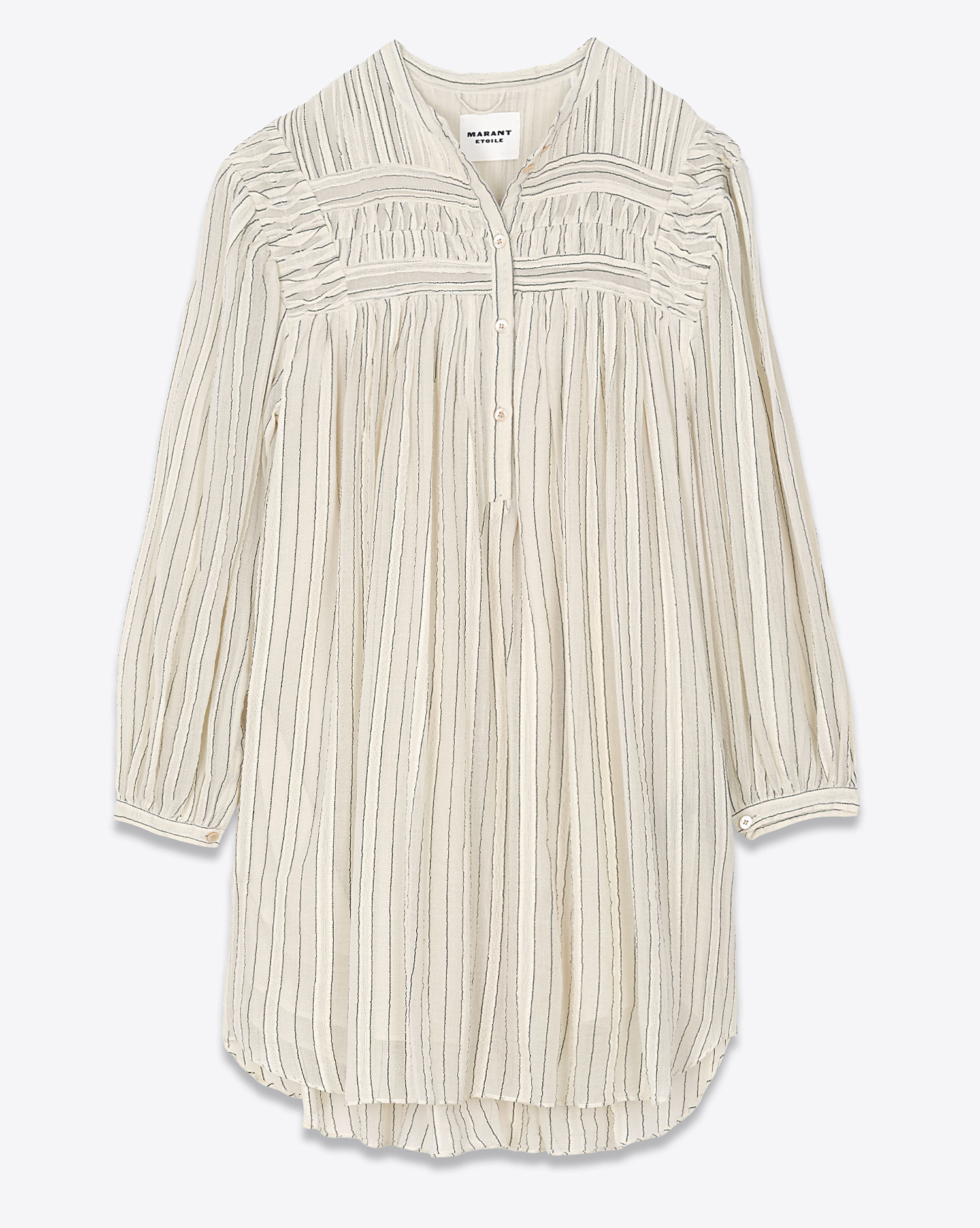 Isabel Marant Etoile Robe Leozi Ecru à rayures. Face sans la ceinture.