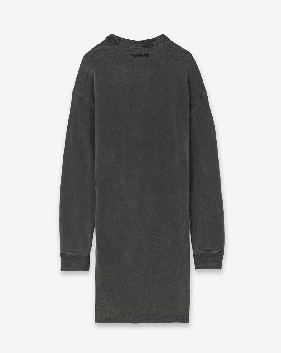 Robe Pipper Isabel Marant Etoile en molleton noir délavé, vue de dos.
