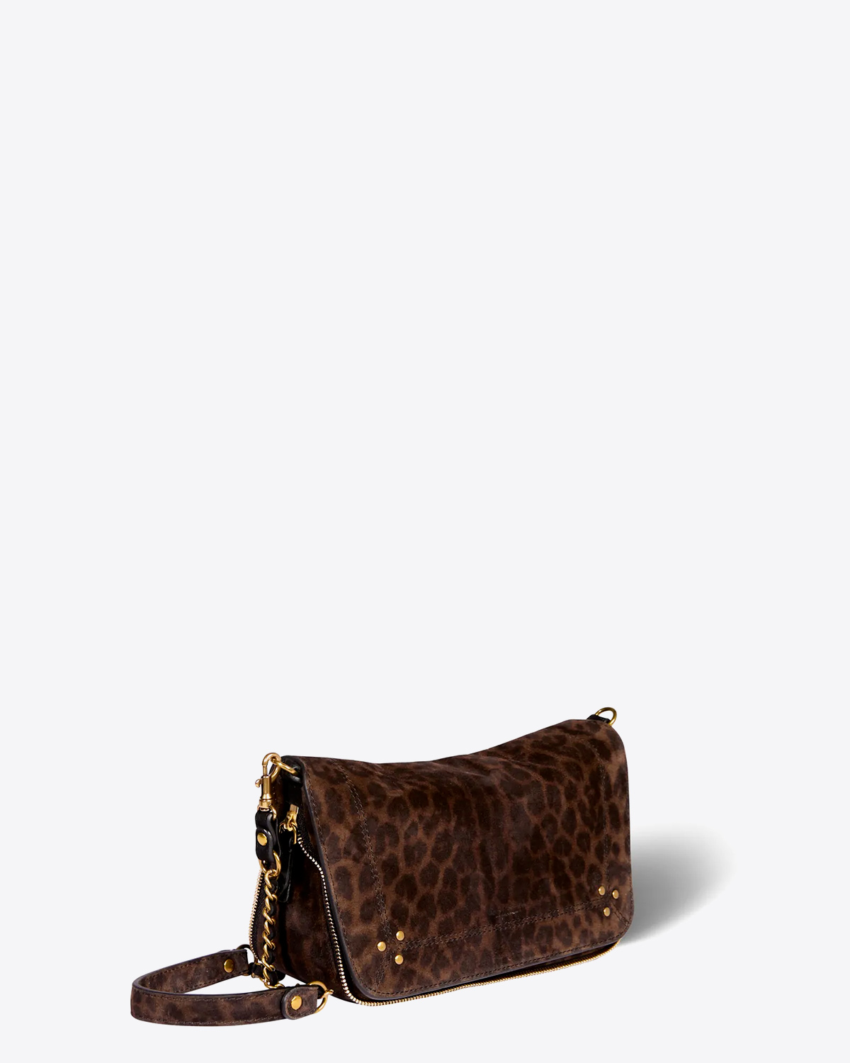 Jérôme Dreyfuss Sac Bobi S Croûte Velours Léopard Kaki. Profil.