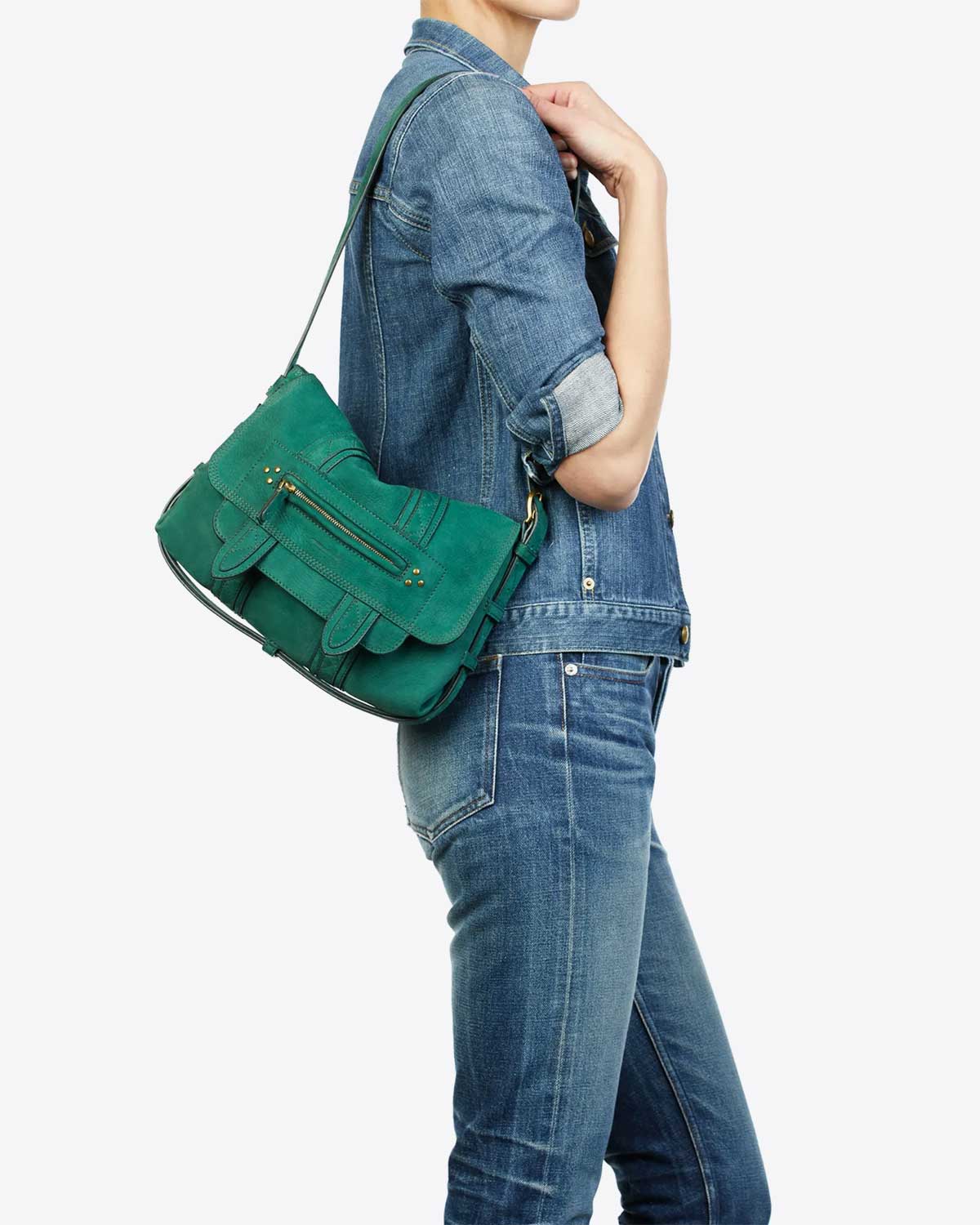 Jérôme Dreyfuss  Sac en cuir croco emeraude Joe S 