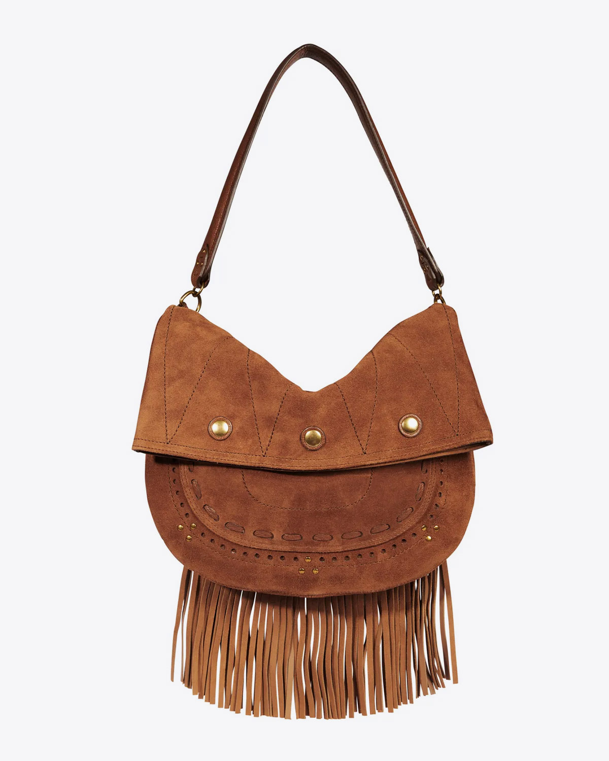 Jérôme Dreyfuss Sac Jerry M – Cuir Suédé Tabac