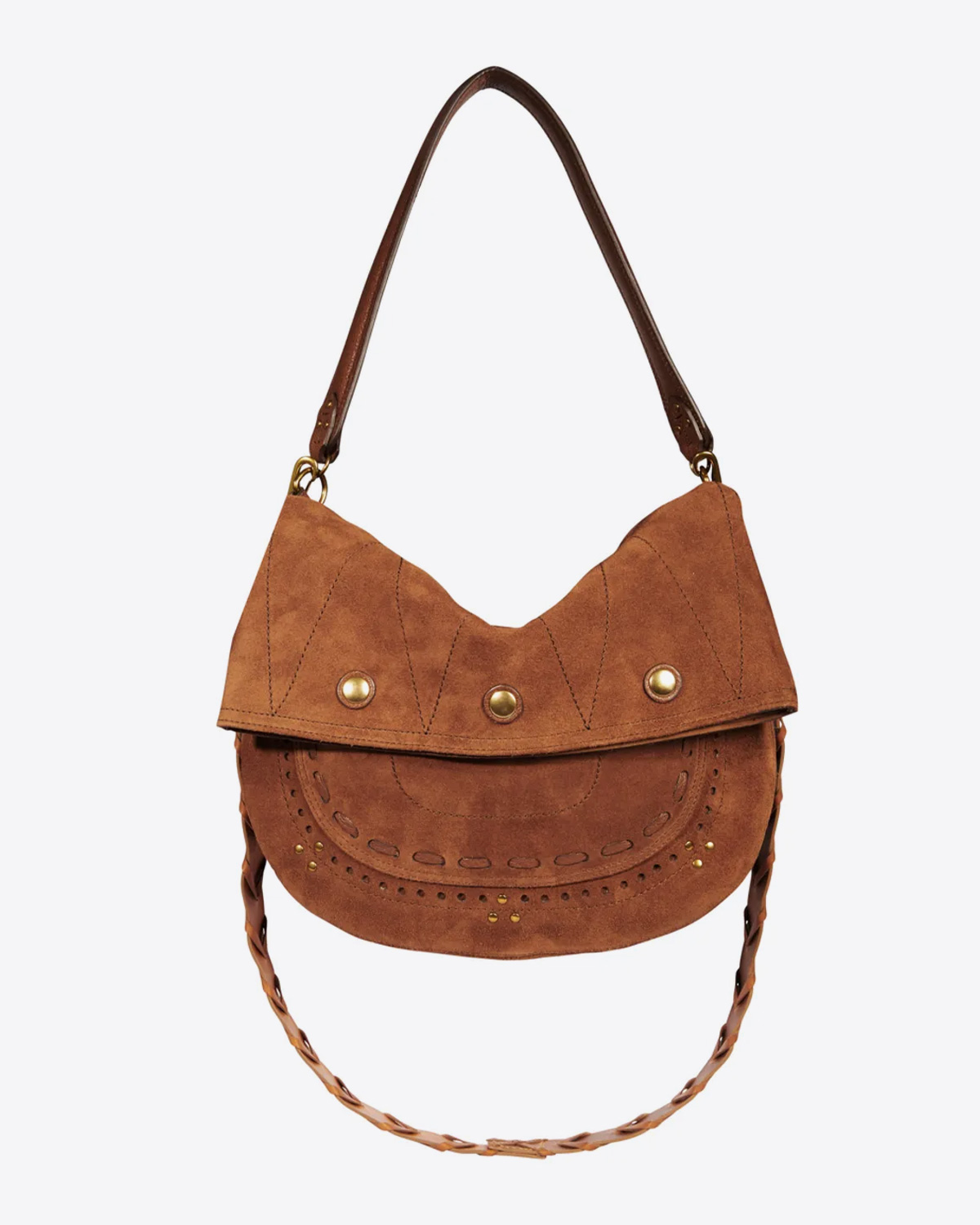 Jérôme Dreyfuss Sac Jerry M – Cuir Suédé Tabac