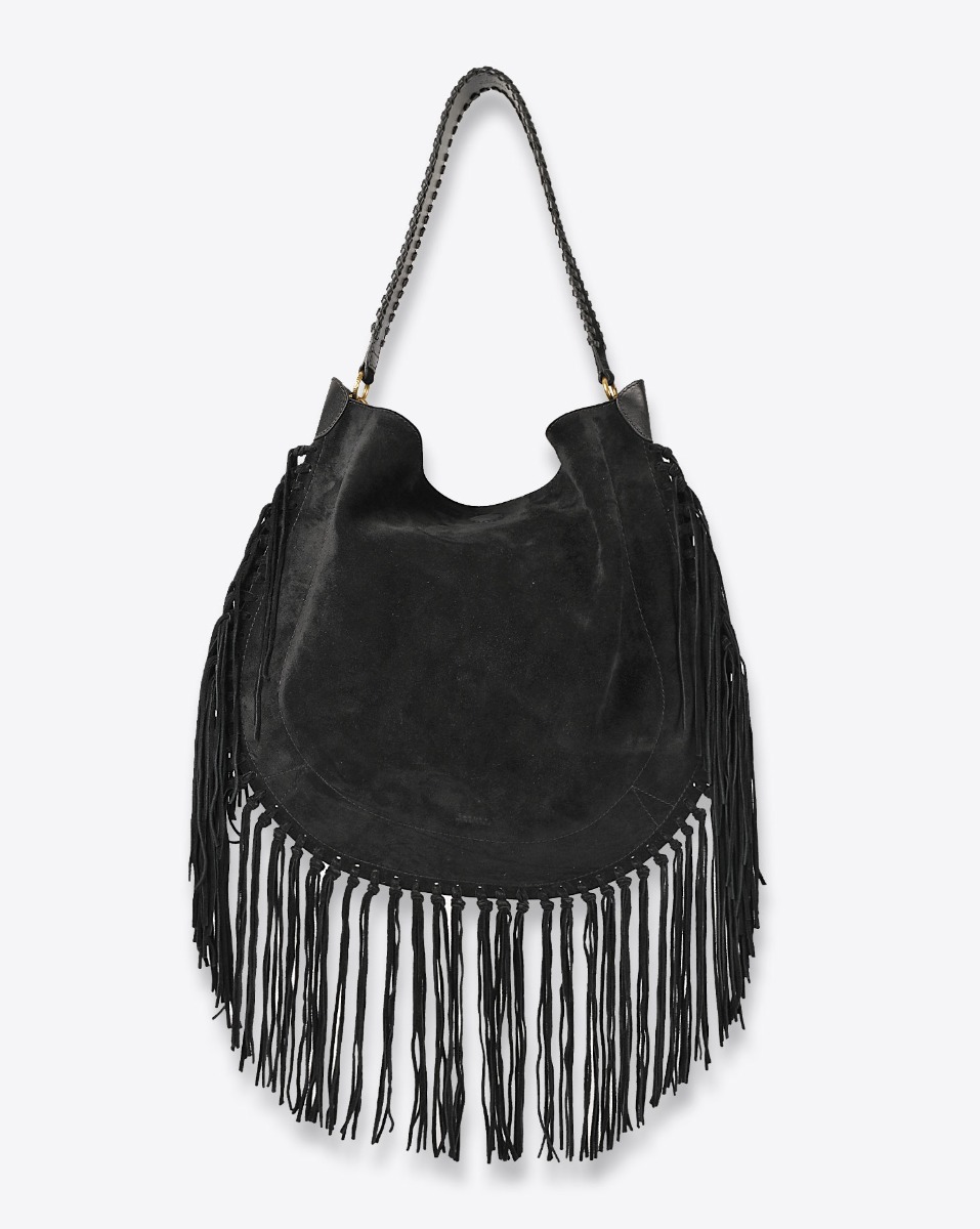 Isabel Marant Sac Oskan Hobo Soft – Suédé Noir Franges