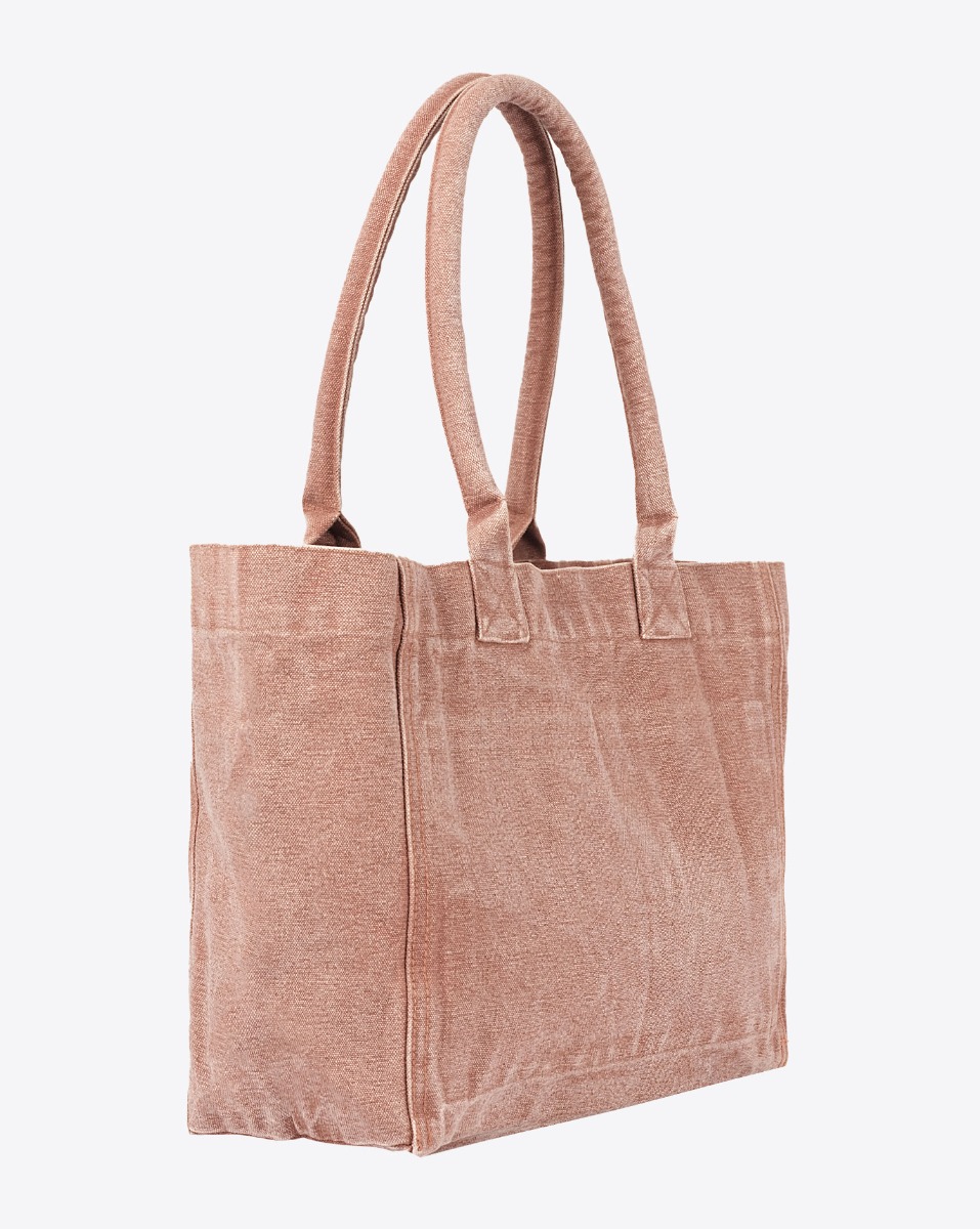 Cabas en toile Yenky zip Isabel Marant. Coloris Rust délavé avec logo "MARANT" brodé devant. Porté main ou épaule. Arrière du cabas uni.