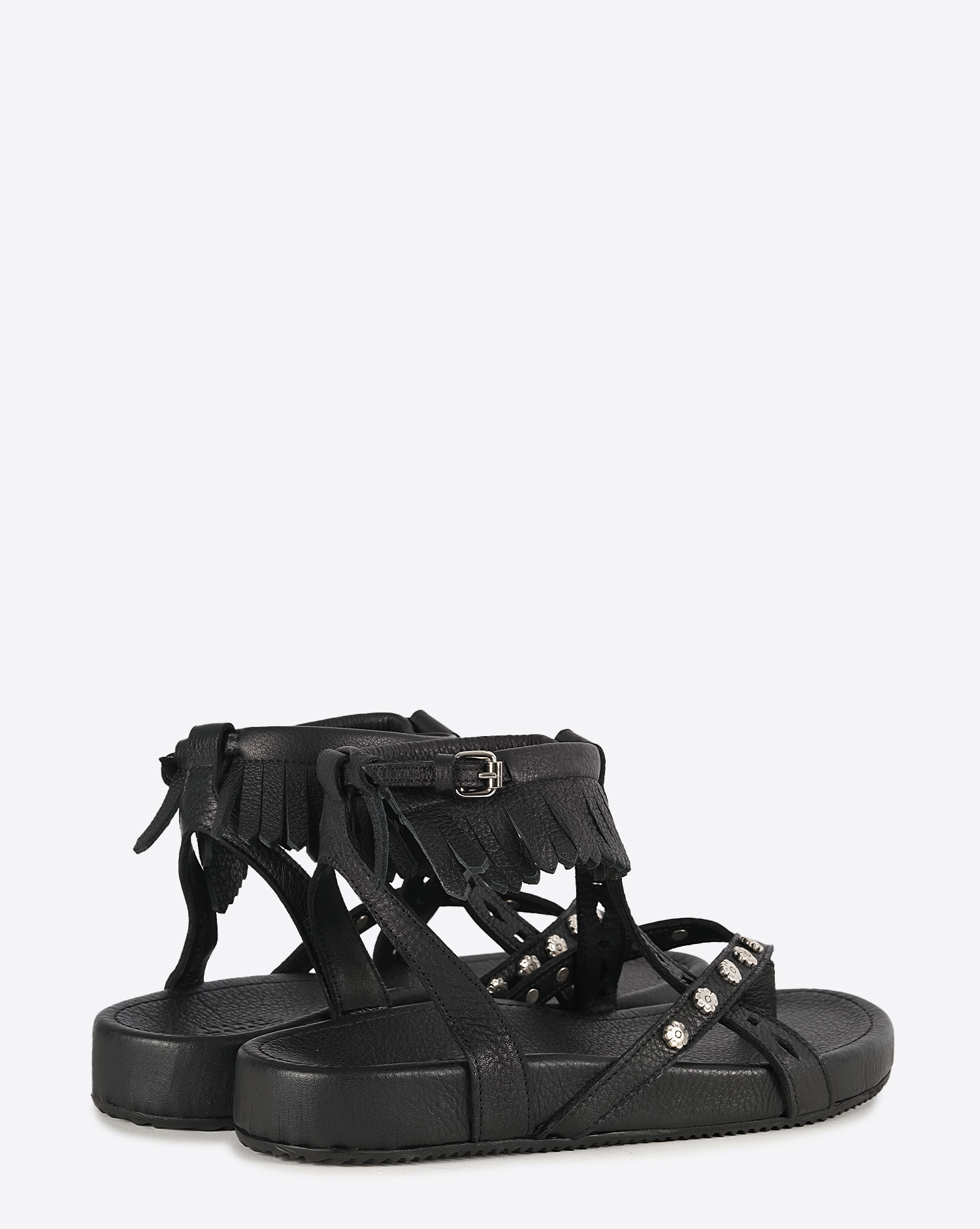 Sandales Sylia Isabel Marant en cuir noir. Vue dos. 