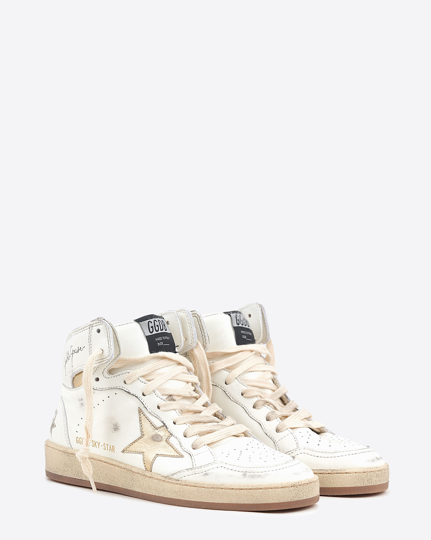 Golden Goose Femme Sneakers Sky Star – Blanc Or Foncé 11522