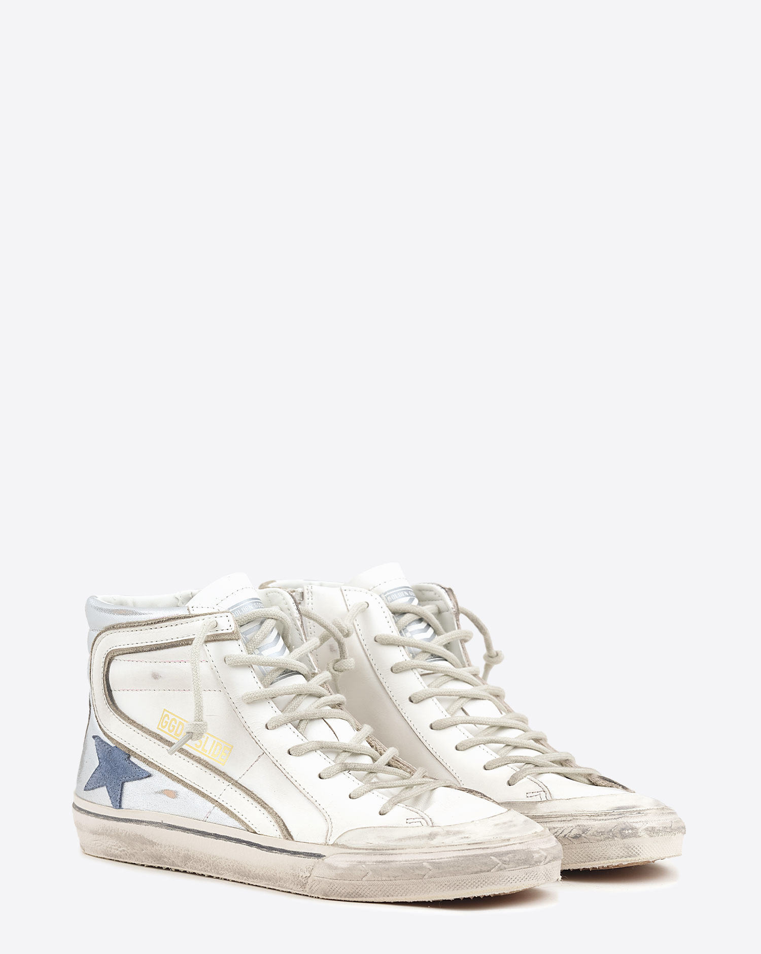 Golden Goose Femme Sneakers Slide – Blanc Argent Bleu 10403