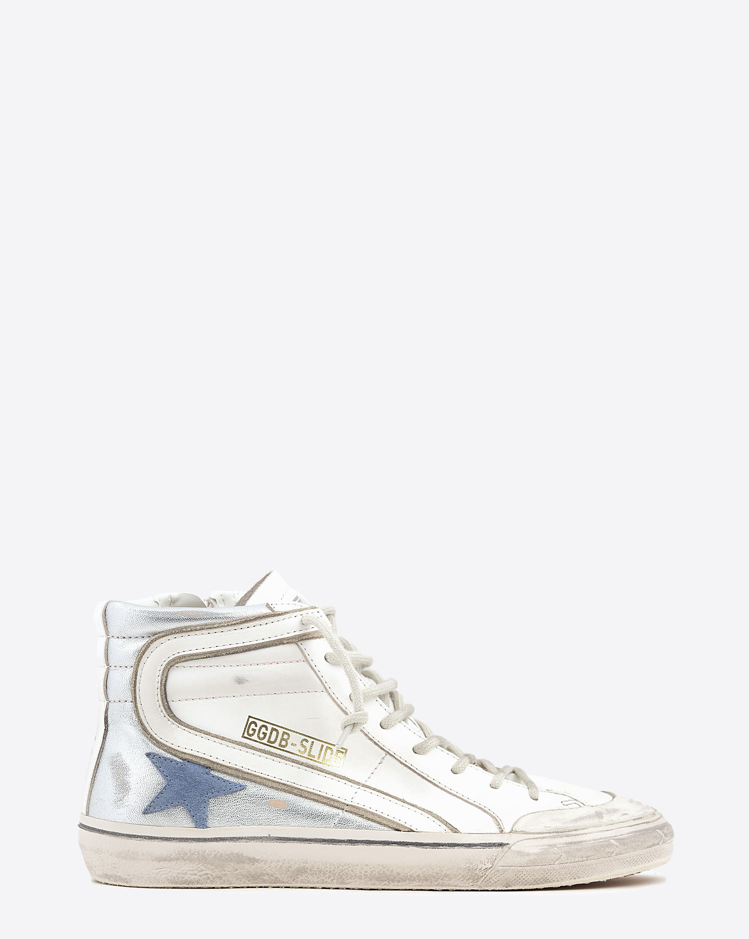 Golden Goose Femme Sneakers Slide – Blanc Argent Bleu 10403