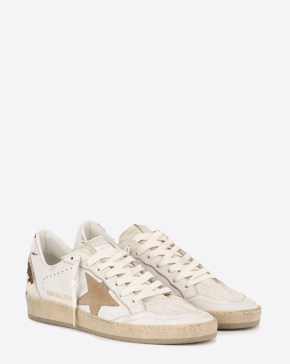 Golden Goose Femme Sneakers Ball Star – Ecru Caramel Marron 83103