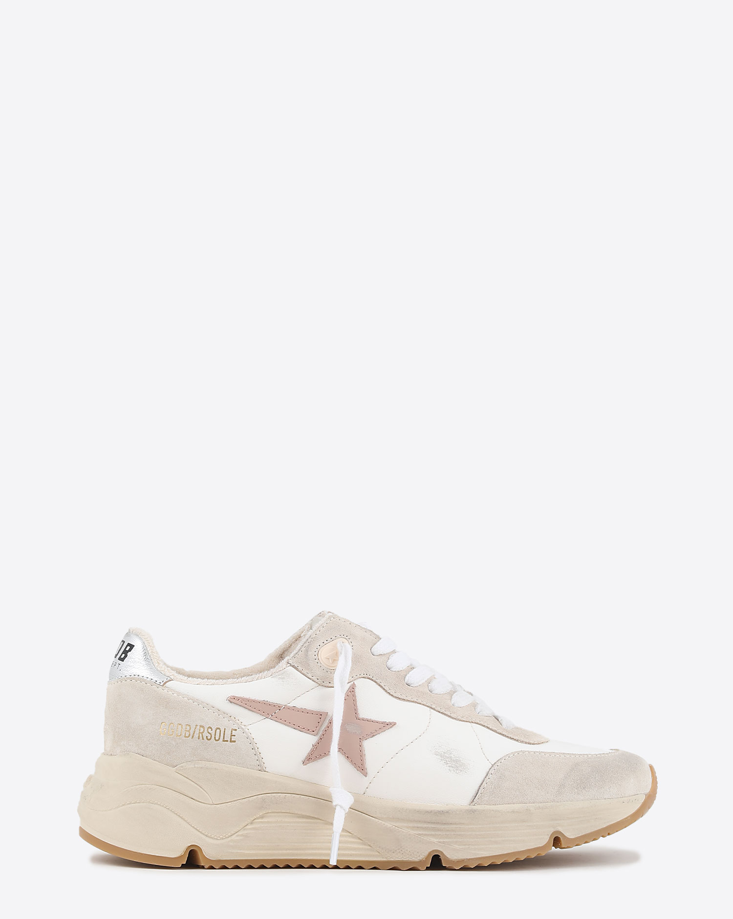 Golden Goose Femme Running Sole – Blanc Perle Argent 11698