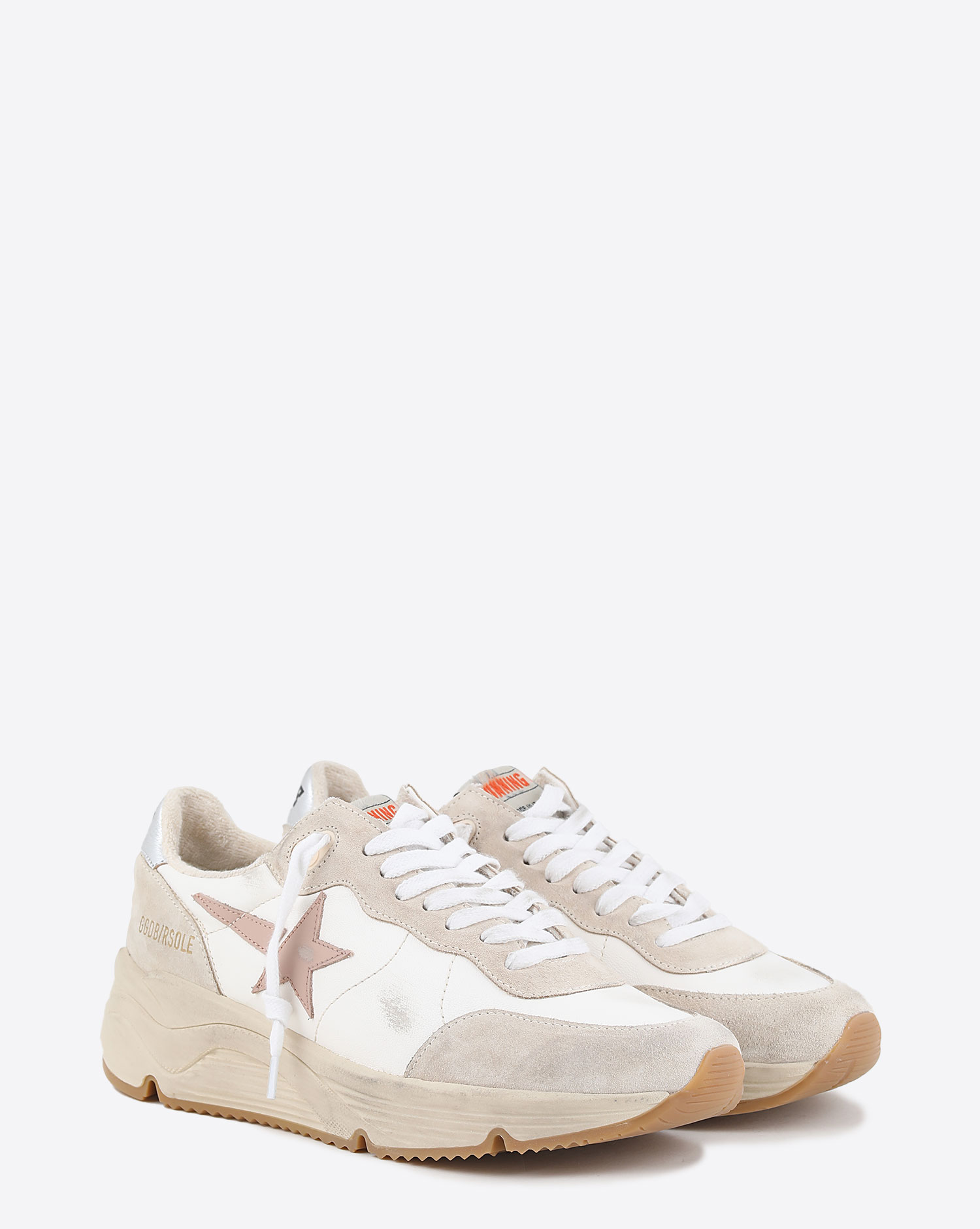 Golden Goose Femme Running Sole – Blanc Perle Argent 11698