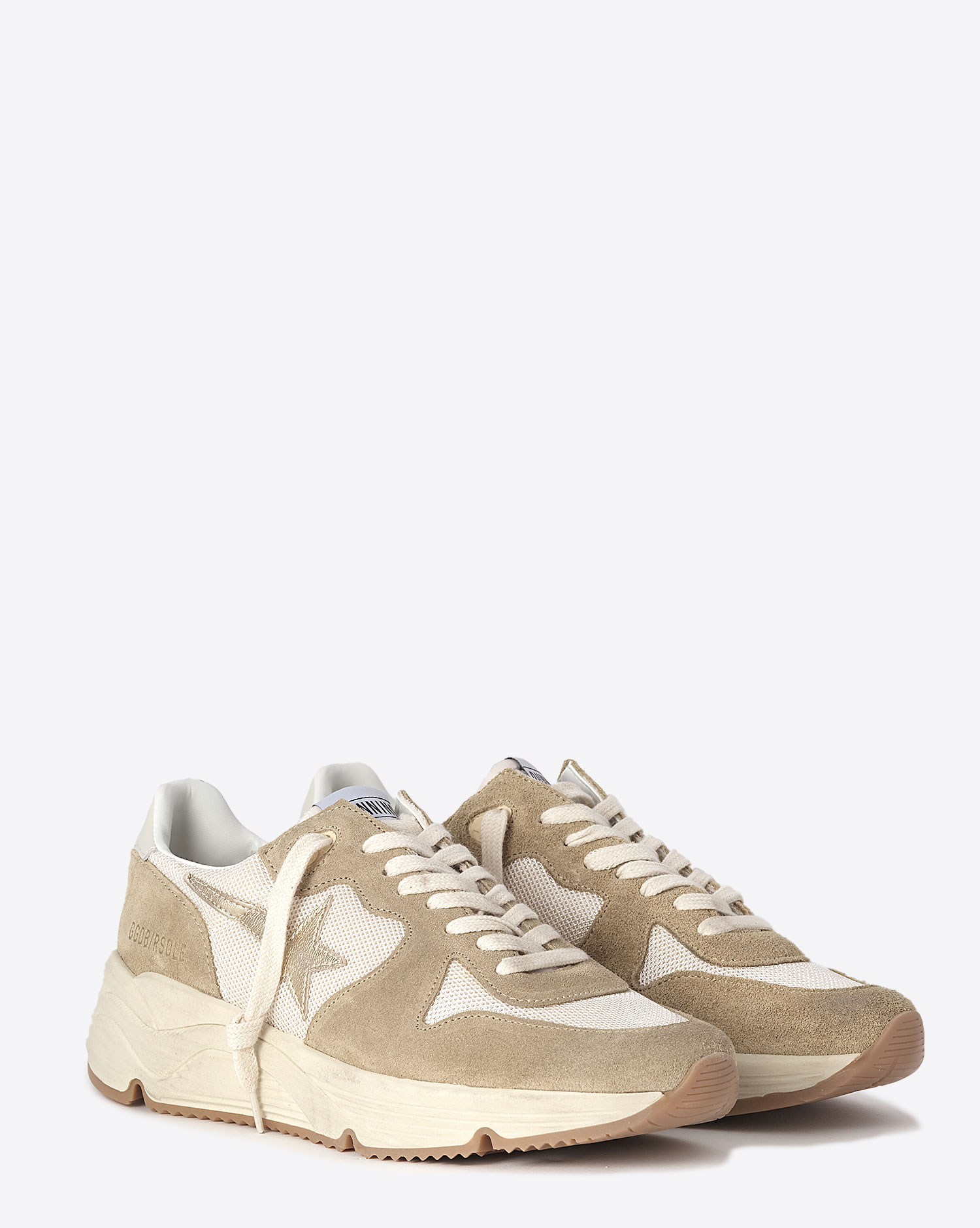 Golden Goose Femme Sneakers Running Sole – Crème Beige Gold 15713