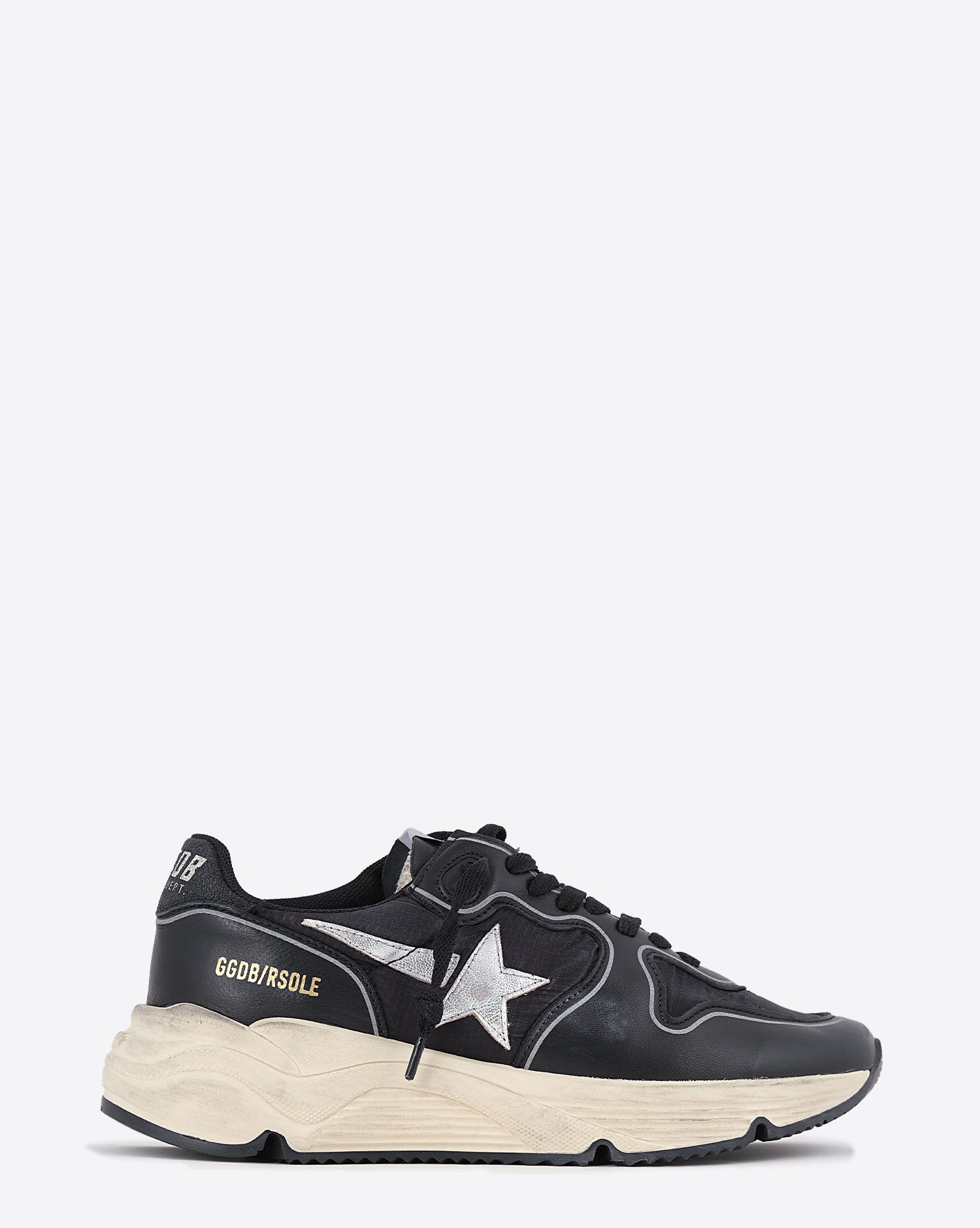 Golden Goose Femme Sneakers Running Sole – Noir Argent 90179
