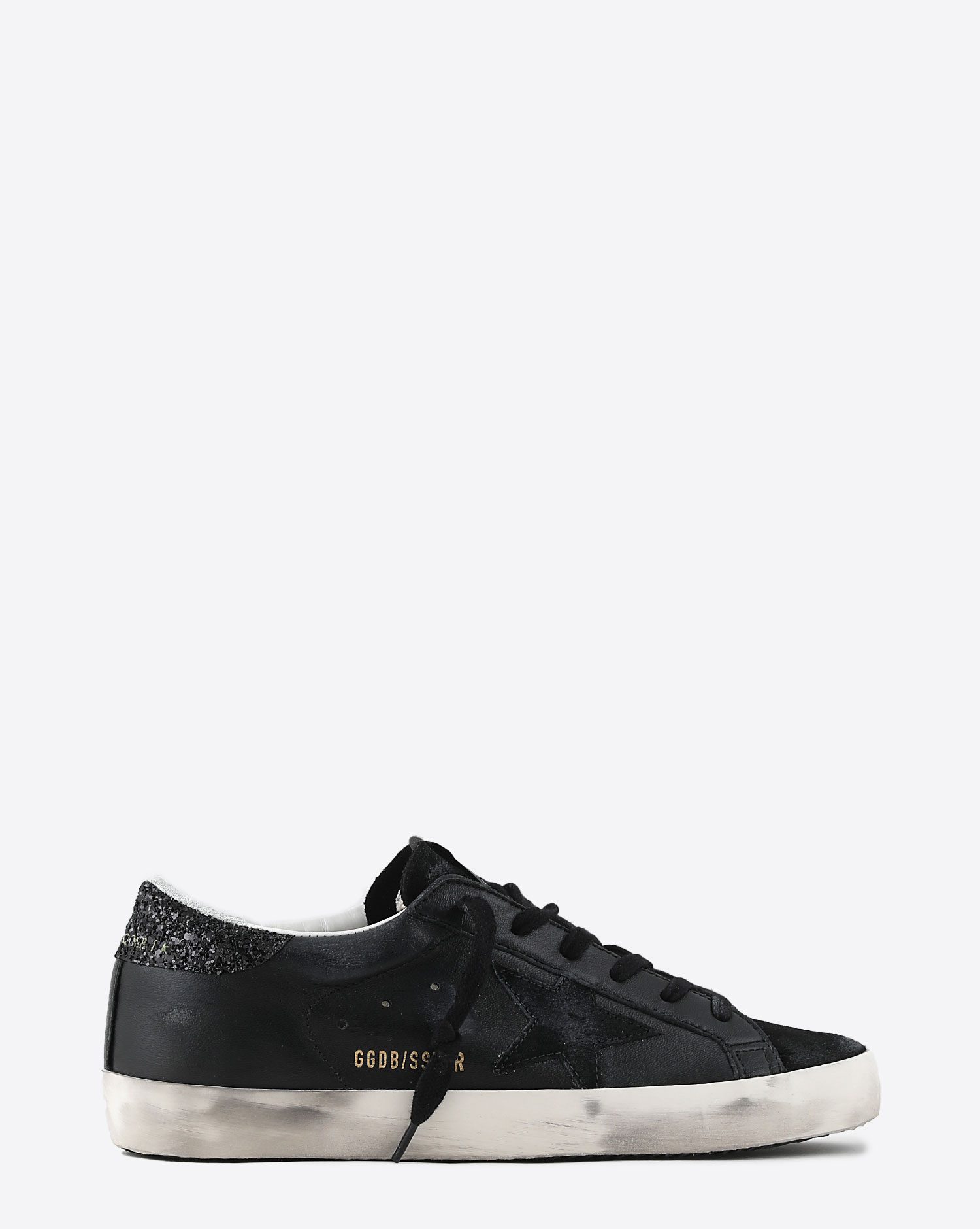 Golden Goose Femme Sneakers Superstar – Noir Paillette Suédé 90100