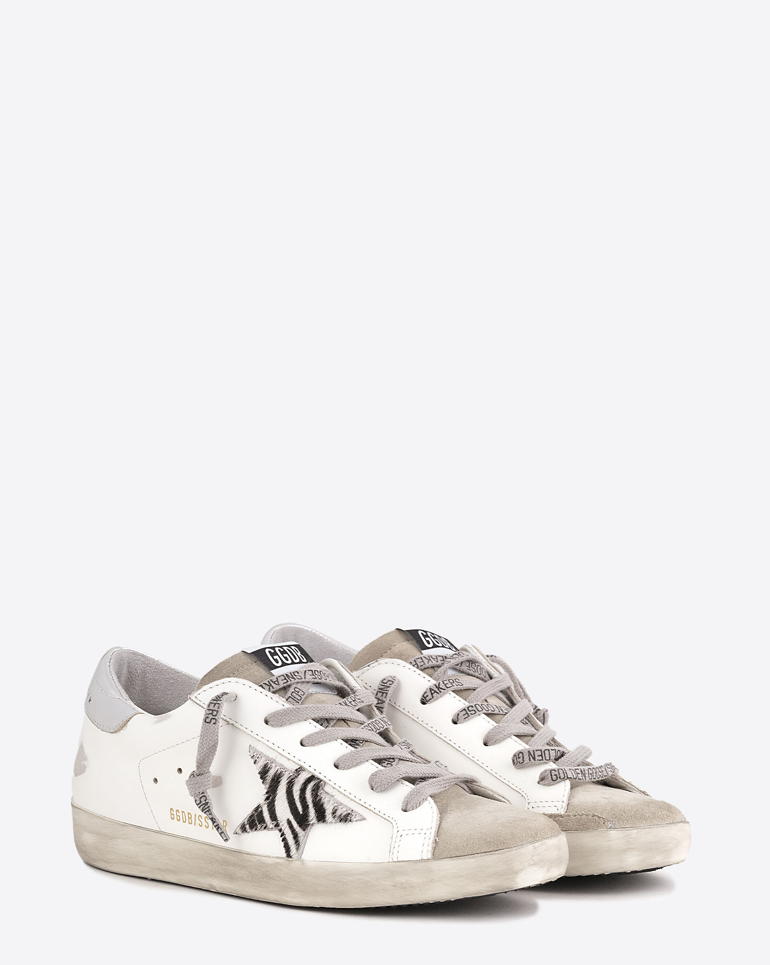 Golden Goose Femme Sneakers Superstar – Blanc Zèbre Argent 81571