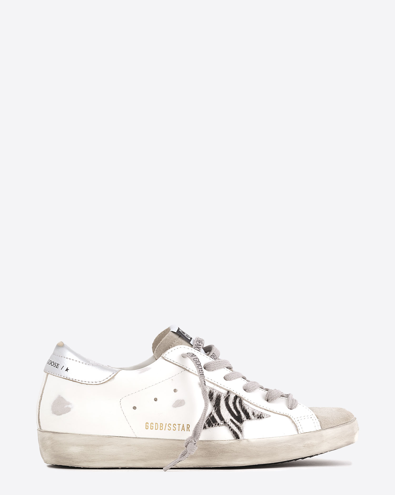 Golden Goose Femme Sneakers Superstar – Blanc Zèbre Argent 81571
