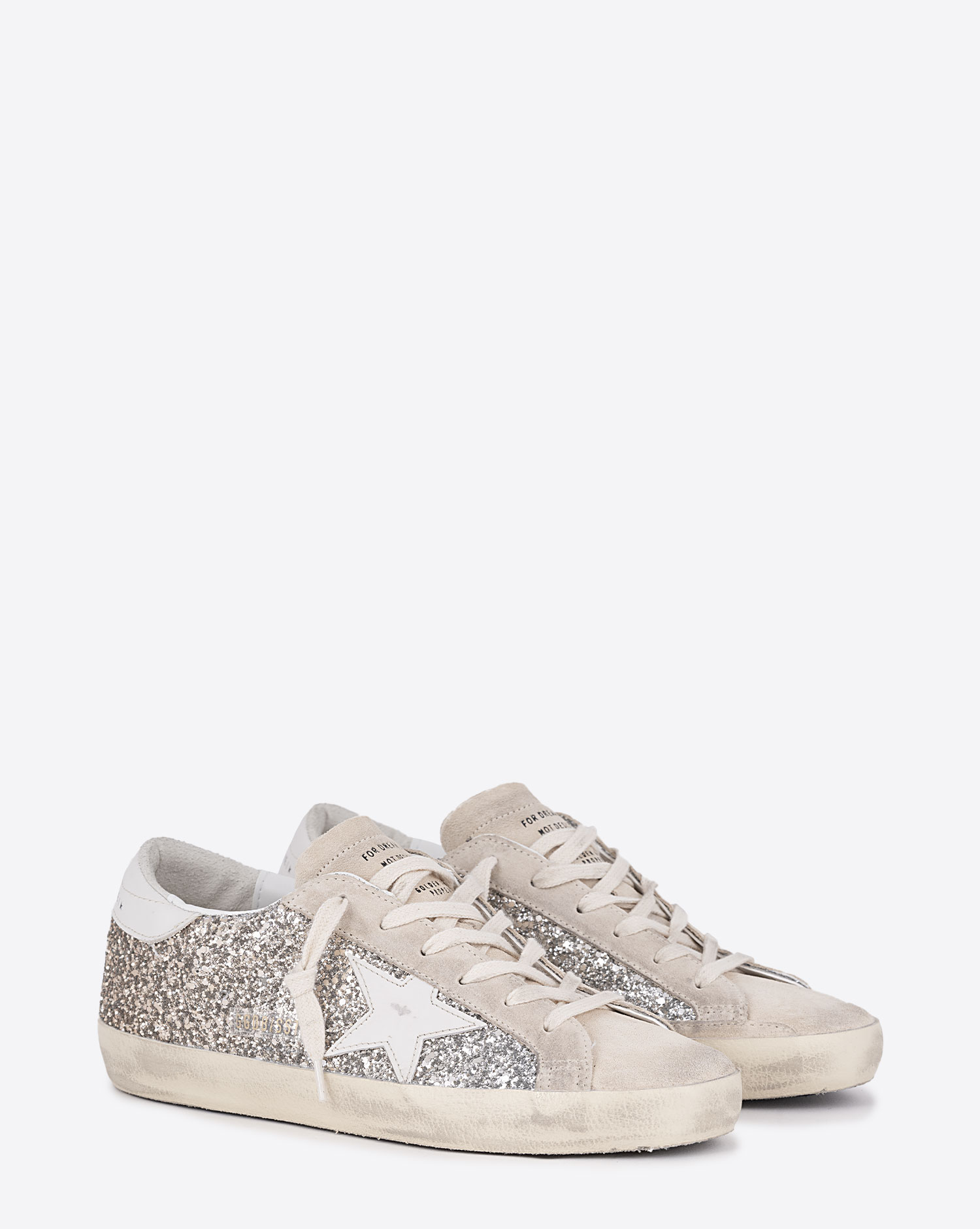 Golden Goose Femme Sneakers Superstar – Paillette Argent Or 55636