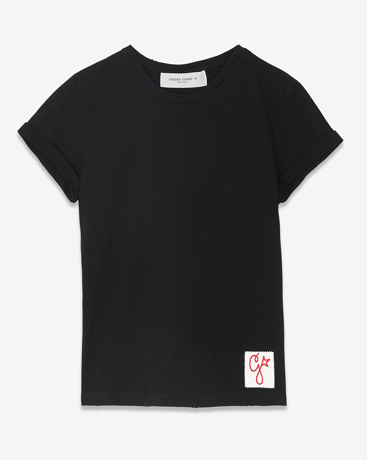 Golden Goose Vêtements Tee-shirt W'S Slim Distressed – Noir Vintage 90292