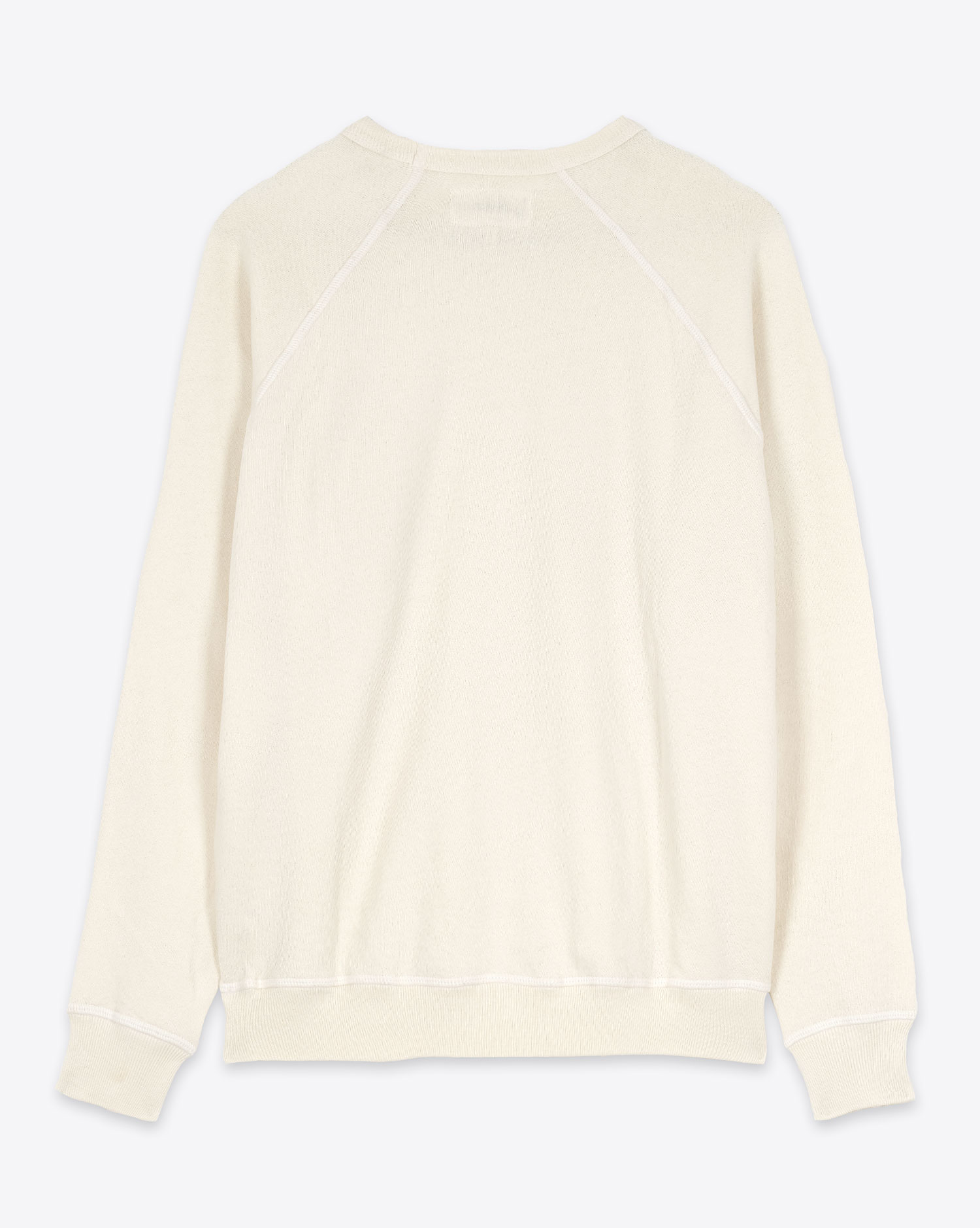 Sweatshirt manches longues College The Great en coton écru. Vue dos. 