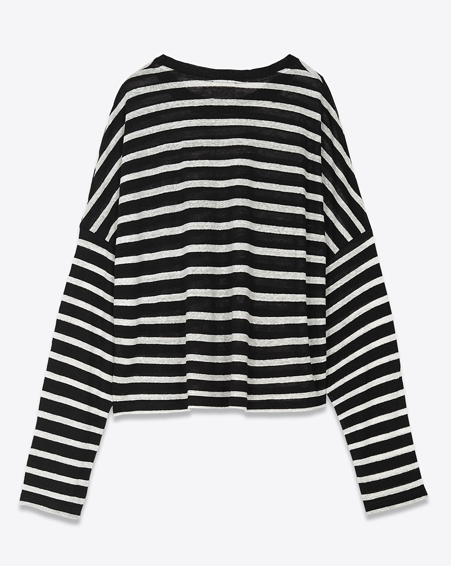 Mikuta Tee-Shirt Manches Longues Lin Oversized – Rayé Noir Blanc
