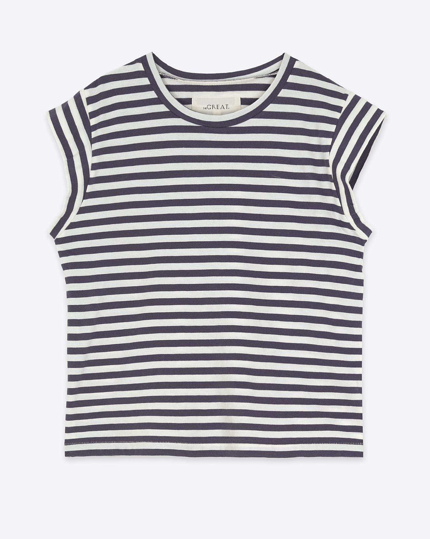 The Great Tee-Shirt Peak Shoulder – Rayé Vintage Bleu
