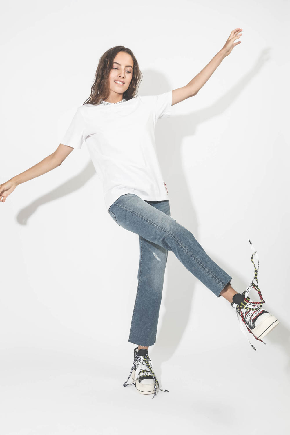 Golden Goose Femme Tee-Shirt Regular Broderie – Blanc Vintage