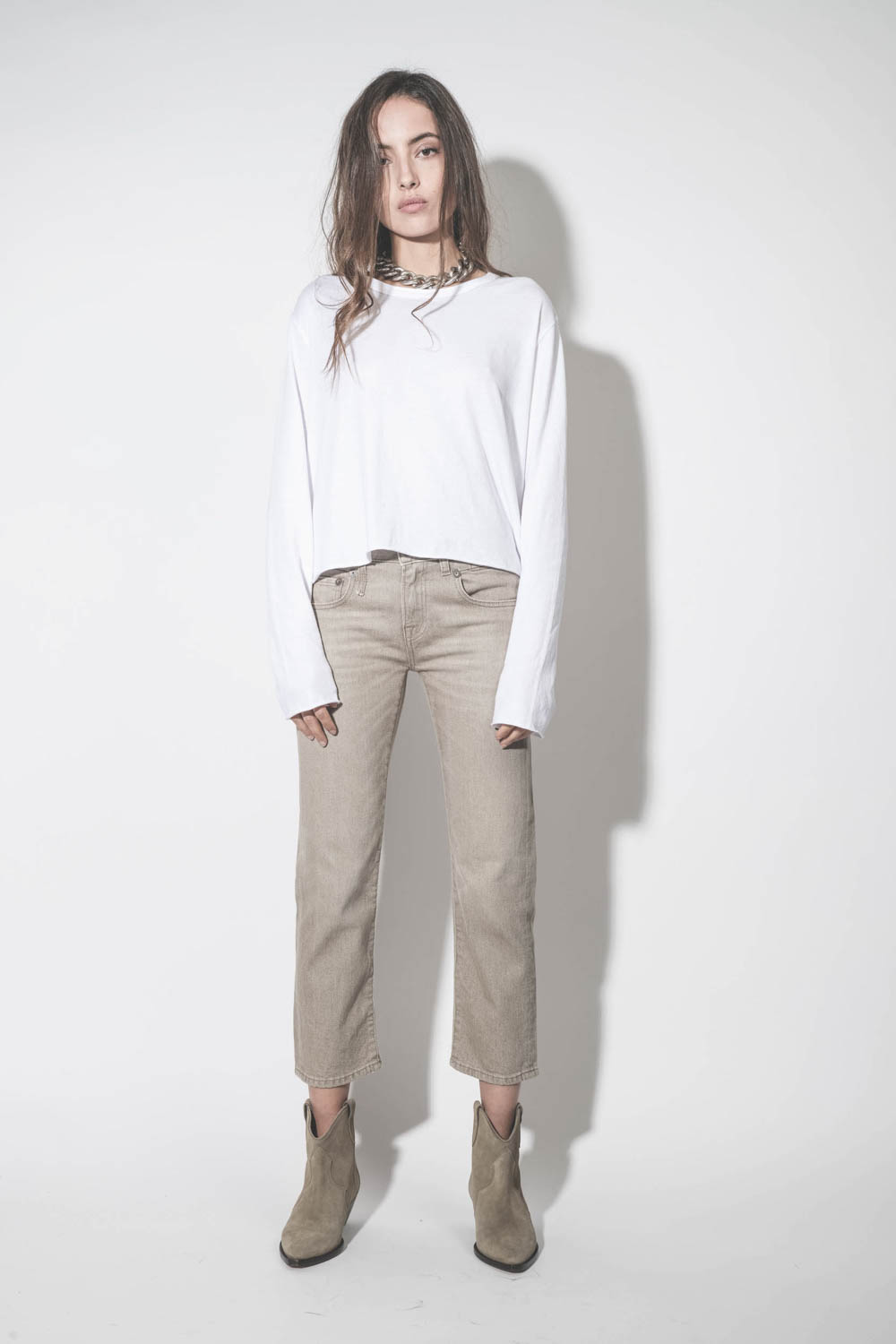 The Great Tee-Shirt Crop Manches Longues – Blanc