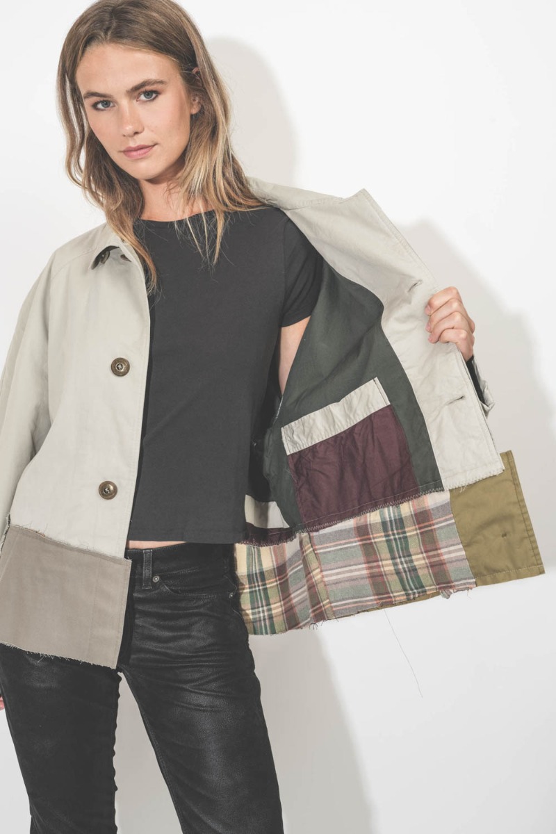 Veste courte Oligos avec empiècements ton sur ton, artisanat Yekaterina Ivankova. Détail des finitions à l'intérieur.