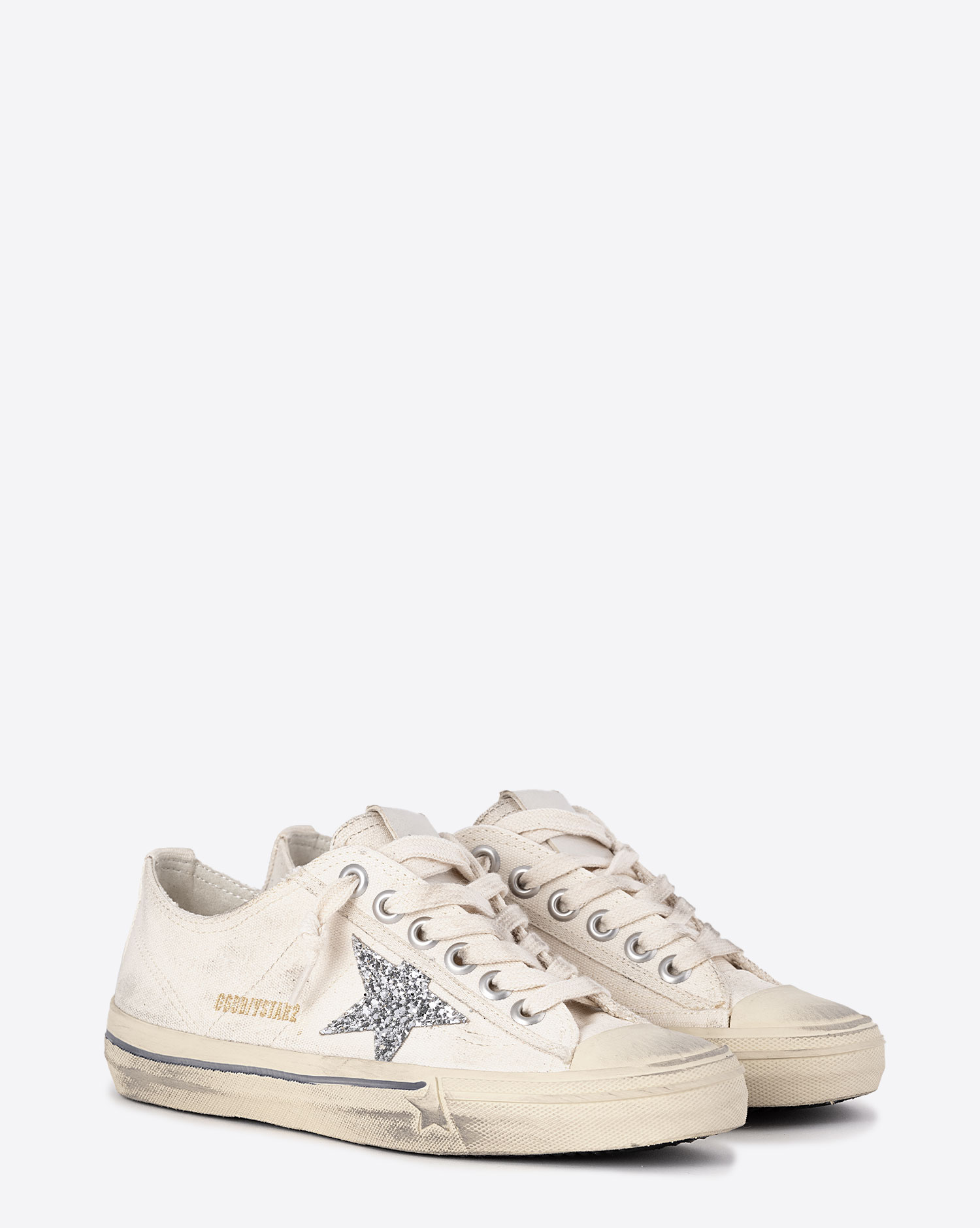 Golden Goose Femme Sneakers V-Star 2 – Beige Argent 15260